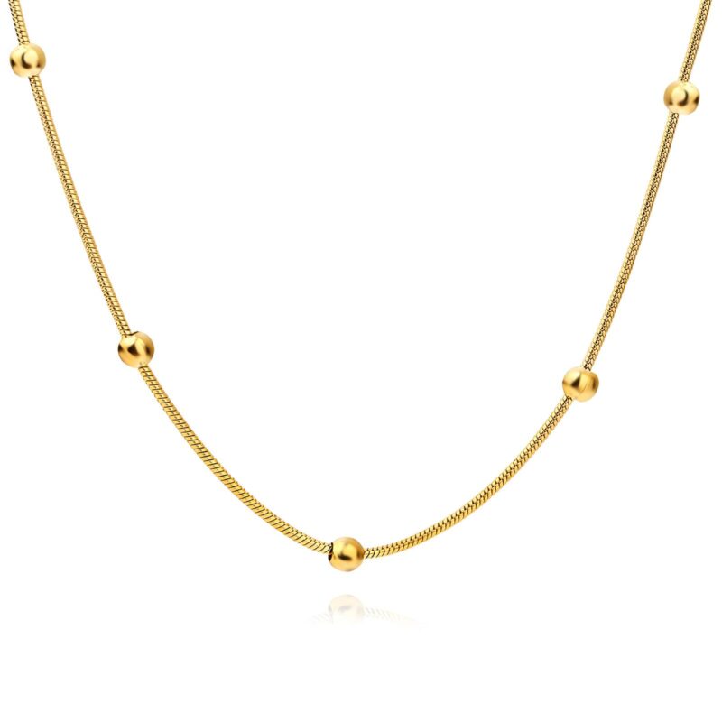 Jemný dámsky náhrdelník z chirurgickej ocele pozlátenej 18K zlatom, 45cm, dĺžka 45cm (N006)
