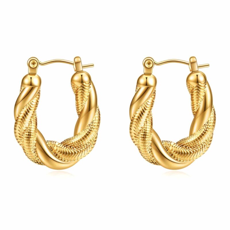 Elegantné visiace náušnice z chirurgickej ocele pozlátenej 18K zlatom, 2,5 cm