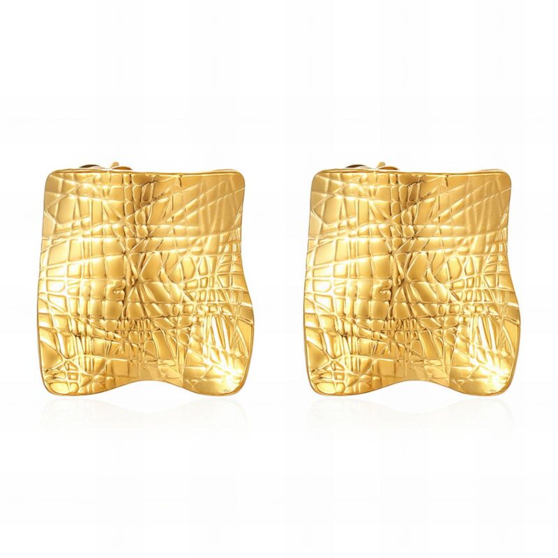 Výrazné napichovacie náušnice z chirurgickej ocele pozlátenej 18K zlatom, 3,0 cm (NS019)