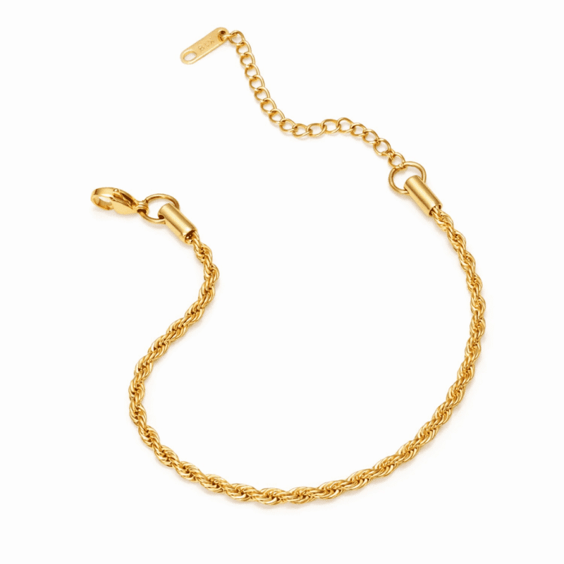 Elegantný dámsky náramok z chirurgickej ocele pozlátenej 18K zlatom, 16cm + 5cm